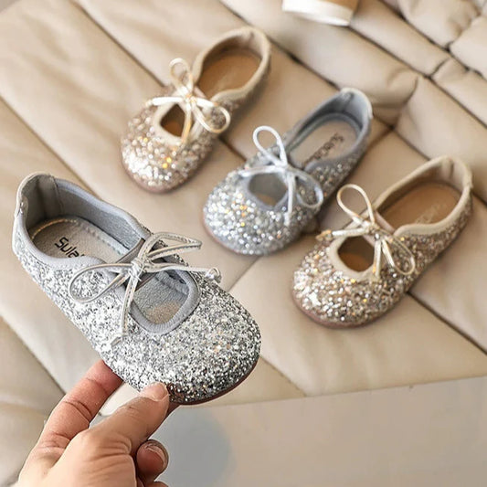 Shiny Children's Shoes with Bow