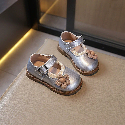 Girls' Shoes with Belt and Flower