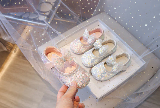 Girls' Shoes with Flowers and Sparkles